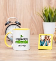 Metalurji ve Malzeme Mühendisi Sarı Kupa Bardak ve Sarı Mini Fotoğraf Çerçevesi