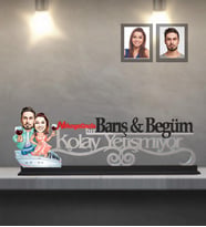 Kişiye Özel Sevgili Karikatürlü Kolay Yetişmiyor Ahşap Biblo Model 20