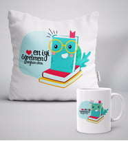 BK Gift Kişiye Özel En İyi Öğretmen Beyaz Yastık Kupa Seti-9 (Model 1)