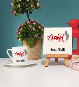 Avukat Türk Kahvesi Fincanı ve Dekoratif Taş Baskı Seti