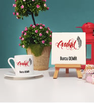 Avukat Türk Kahvesi Fincanı ve Dekoratif Taş Baskı Seti