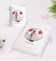 BK Gift Kişiye Özel İsimli Fotoğraflı Beyaz Defter Kalem ve Kupa Seti-26 (Model 1)