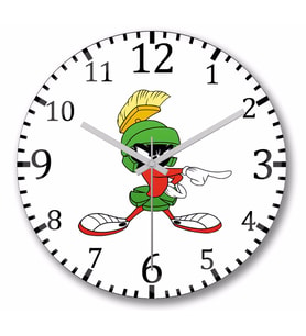 Looney  Tunes Marvin The Martian Duvar Saati Bombeli Gercek Cam