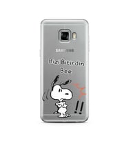 Snoopy Tasarımlı Süper Şeffaf Silikon Telefon Kılıfı Samsung C5  