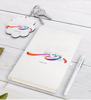 BK Gift Kişiye Özel 2024 Mutlu Yıllar Beyaz Defter Kalem ve Anahtarlık Hediye Seti-4 (Model 1)