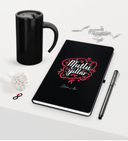 BK Gift Kişiye Özel Yılbaşı Mutlu Yıllar Temalı Siyah Defter Kalem Termos Mug Seti - 5
