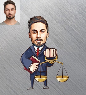 Kişiye Özel Avukat Karikatürlü Ahşap Magnet Bay-3