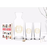 BK Gift Kişiye Özel Renkli Baskılı İsimli İkili Rakı Bardağı Karaf ve Cep Kitabı Hediye Seti-18 (Model 1)