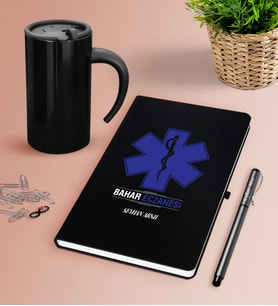 BK Gift Kişiye Özel Eczane Siyah Defter Kalem Termos Mug Seti-2 (Model 1)