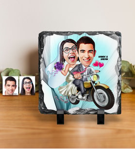 BK Gift Kişiye Özel Gelin Damat Karikatürlü Dekoratif Doğal Taş  8