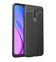 Xiaomi Redmi 9 Kılıf Zore Niss Deri Desenli Silikon Kılıf (Siyah)