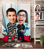 BK Gift Kişiye Özel Sevgililer Karikatür Kanvas Tablo 70x100cm 7