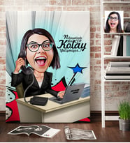BK Gift Kişiye Özel Bayan Ceo Karikatür Kanvas Tablo 70x100cm 1