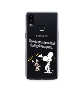 Snoopy Tasarımlı Süper Şeffaf Silikon Telefon Kılıfı Samsung A10s