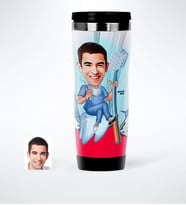BK Gift Kişiye Özel Bay Diş Hekimi Karikatürlü Çelik Termos Bardak  2