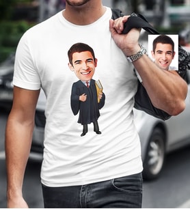 BK Gift Kişiye Özel Bay Avukat Karikatür Beyaz Tişört  1