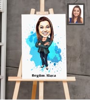Kişiye Özel Öğretmen Karikatürlü  Ahşap Tablo 30x47 Bayan-16