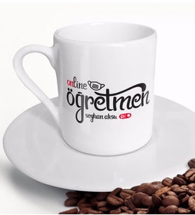 BK Gift Kişiye Özel Online Öğretmen Türk Kahvesi Fincanı-1 (Beyaz)