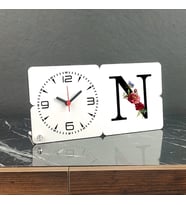 N Harfi Ahşap Masa Saati
