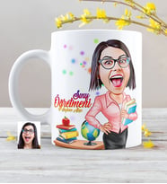 BK Gift Kişiye Özel Bayan Öğretmen Karikatürlü Beyaz Kupa Bardak  5