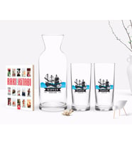 BK Gift Kişiye Özel Renkli Baskılı Kaptan Tasarımlı İkili Rakı Bardağı Karaf ve Cep Kitabı Hediye Seti-8 (Model 1)