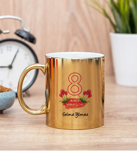 Kadınlar Günü Hediyesi Gold Kupa Bardak - 3