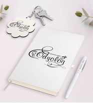BK Gift Kişiye Özel Odyolog Beyaz Defter Kalem ve Anahtarlık Hediye Seti (Model 1)