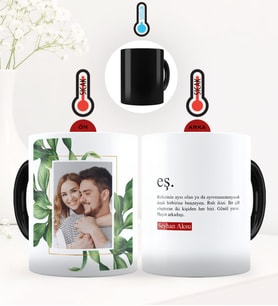 BK Gift Kişiye Özel Fotoğraflı Eş Anlamı Sihirli Kupa Bardak - 1 (Siyah)