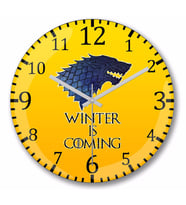 Stark Logo Game of Thrones Duvar Saati Bombeli Gercek Cam
