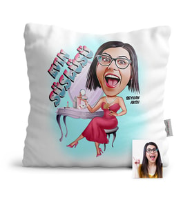 BK Gift Kişiye Özel Evin Süslüsü Karikatür  Yastık  1