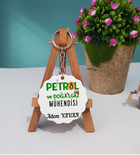 Petrol Ve Doğalgaz Mühendisi Ahşap Anahtarlık
