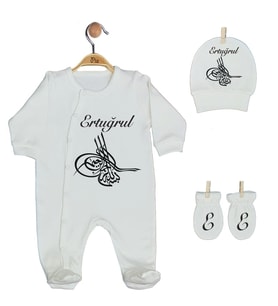 Pia Baby Gl 1953-01 İsme Özel Üçlü Tulum Set