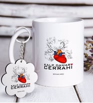 BK Gift Kişiye Özel Mesleki Kalp Damar Cerrahi Beyaz Kupa ve Anahtarlık Hediye Seti-4 (Model 1)