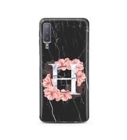 Mermer Çiçekli Harf Tasarım Süper Şeffaf Silikon Telefon Kılıfı Samsung A7 (2018