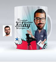 BK Gift Kişiye Özel Bay Yönetmen Karikatürlü Beyaz Kupa Bardak  1