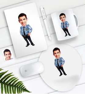 BK Gift Kişiye Özel Bay Polis Karikatürlü Defter Kalem Kupa Mouse Pad Seti (Model 1)
