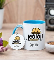 Jeoloji Mühendisi Mavi Kupa Bardak Ve Anahtarlık Set