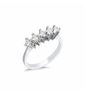 0.44Ct Pırlanta Beştaş Yüzük-14k (Beyaz)