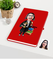 BK Gift Kişiye Özel Bayan Avukat Karikatürlü Kırmızı Defter - 2