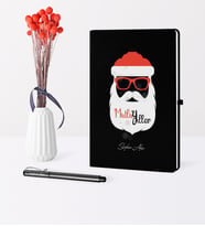 BK Gift Kişiye Özel Yılbaşı Noel Baba Temalı Siyah Defter Kalem Seti - 2