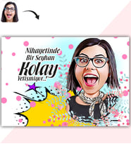 BK Gift Kişiye Özel Bayan Karikatür Baskılı Yaş Pasta İçin Yenilebilir Şekerli Kağıt  8(Sadece Kağıt)