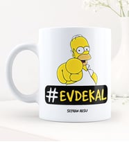 BK Gift Kişiye Özel EvdeKal Hashtag Beyaz Kupa Bardak - 8