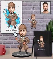 Kişiye Özel Müfettiş Karikatürlü 5 li Hediye Seti Bay-1