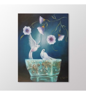 Arty Tablo Saksıdaki Kuşlar Tablo (Karışık)
