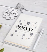BK Gift Kişiye Özel 2024 Mutlu Yıllar Beyaz Defter Kalem ve Anahtarlık Hediye Seti-14 (Model 1)