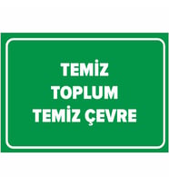 MIGNATIS - Temiz Toplum Temiz Çevre Levhası - Sac Malzeme 25x35cm