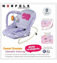 Norfolk Sweet Dreams Oyuncaklı Ev Tipi Ana Kucağı Ana Dizi - Tam Yatarlı - Kademeli Sırt Ayarı (Mor)