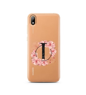 Pembe Çiçekli Harf Tasarım Süper Şeffaf Silikon Telefon Kılıfı Huawei Y5 2019 I-