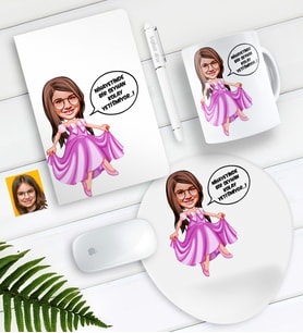 BK Gift Kişiye Özel Kolay Yetişmiyor Karikatürlü Defter Kalem Kupa Mouse Pad Seti-4 (Model 1)