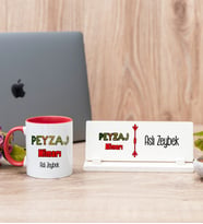Peyzaj Mimarı Kırmızı Kupa Bardak Ve Masa İsimliği Hediye Seti